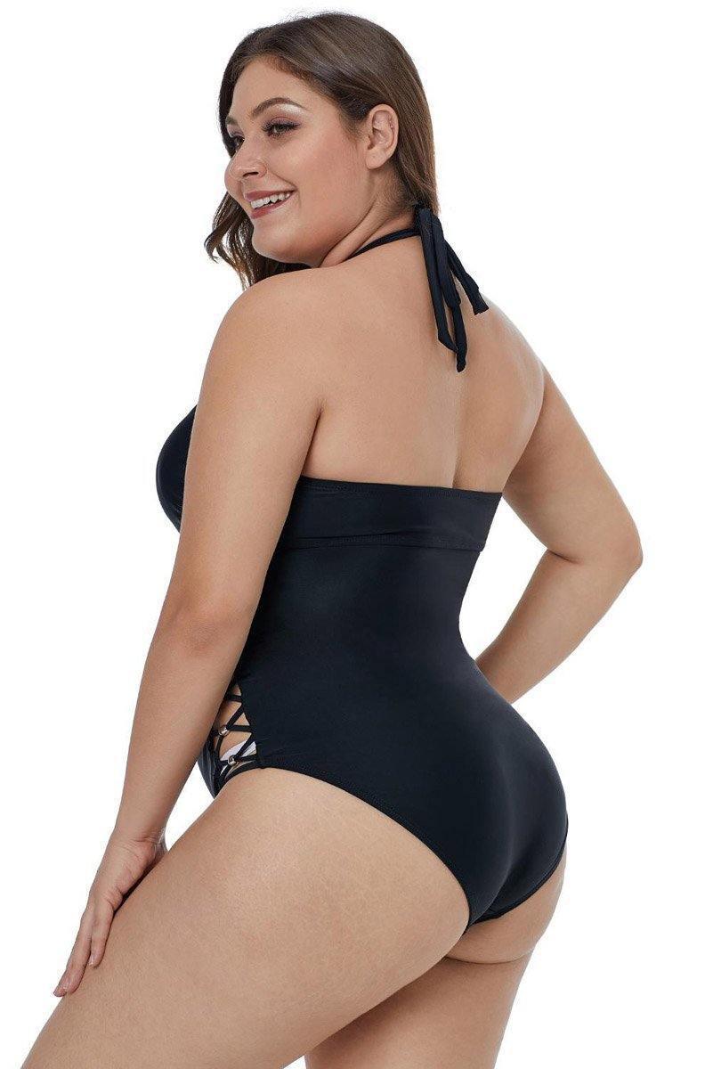 Isabelle Crisscross Hollow-out Side Maillot Black Swimsuit - The Bohemian Closet